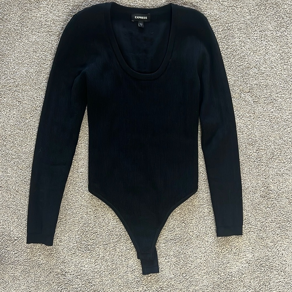 Express black bodysuit, ribbed texture. Worn once!